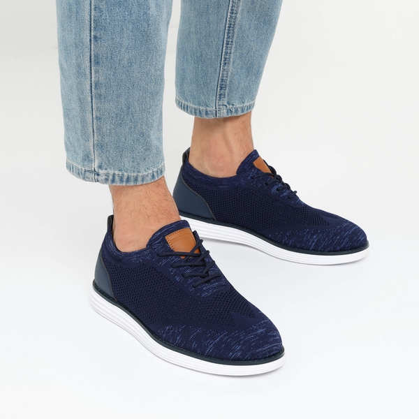 [KnitFlex Breeze+] Men's Breathable Mesh Oxford Sneakers - DARK BLUE - 6